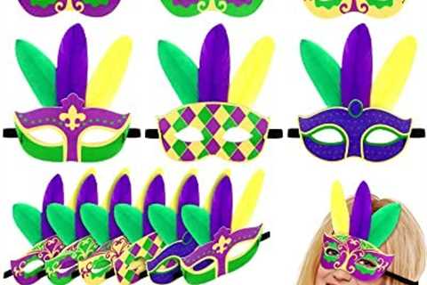 48 Pcs Mardi Gras Masks Feather Mardi Gras Decorations Costume Party Supplies Carnival Masquerade..