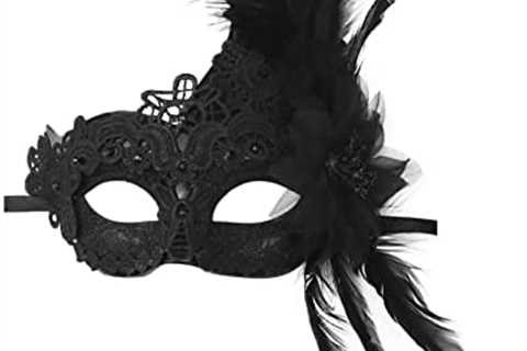 Costume Mask Feather Masquerade Mask for Women Venetian Mask Halloween Mardi Gras Cosplay Party..