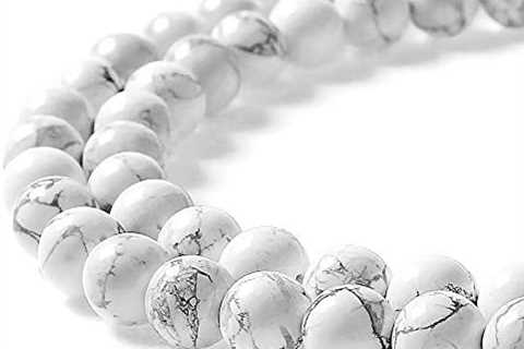 MJDCB Natural Stone Beads White Howlite Round Loose Beads for Necklace Bracelat Jewelry Making (4mm)