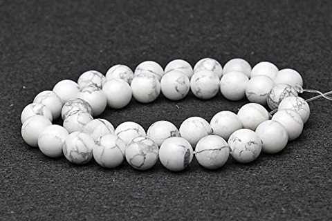 MJDCB Natural Stone Beads White Howlite Round Loose Beads for Necklace Bracelat Jewelry Making (4mm)