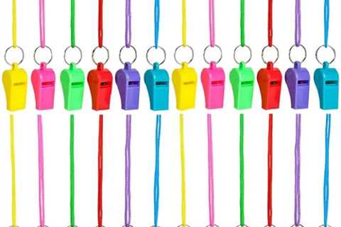 24 Whistle For Kids ,Neon Whistle Necklace, Bulk Party Whistles 24 Pack Great Party Favor, Goody..