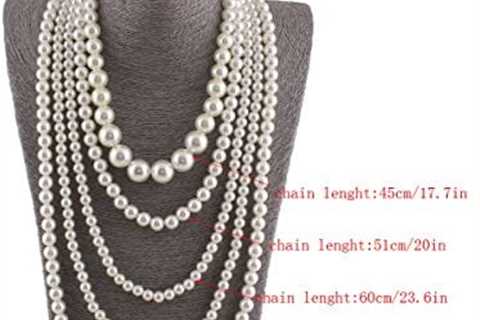 GRACE JUN Multilayer Strand Chain Faux Pearls Flapper Beads Cluster Long Choker Necklace