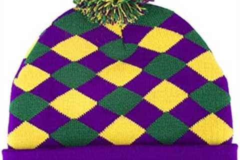 WSIPARK Mardi Gras Skullies Jester Beanies Bonnet Cap Knit Hat for Carnival Parade