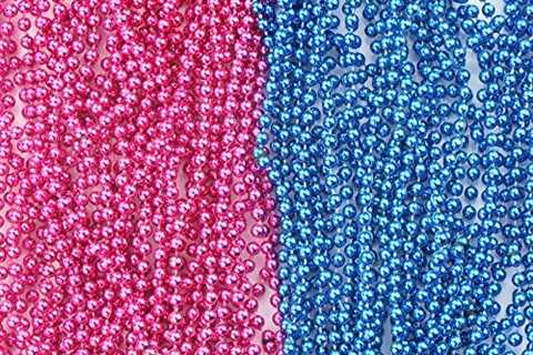 SOTOGO 50 Pieces Baby Gender Reveal Beads for Baby Shower Announcement Party 4mm Round 30 Inch