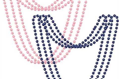 18 Pieces Navy Blue and Pink Gender Reveal Beads for Party Invitations Voting Game Necklace..