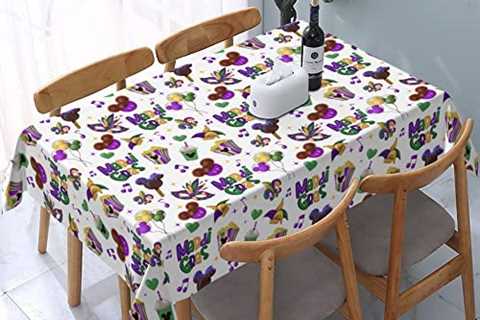 Mardi Cartoon Gras Tablecloths 54″X72″,White Cute Kawaii Kitchen Wedding Picnic Party Decorations..