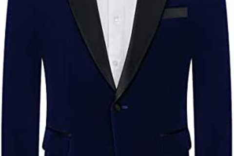 Mens Velvet Blazer Slim Fit Suit Jacket for Men Peaked Lapel One Button Tuxedo Blazer Wedding Prom..