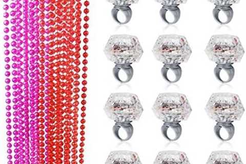 Konsait Party Beads Necklaces(12pcs) & Light Up Engagement Diamond Rings(12pcs), Bachelorette Party ..