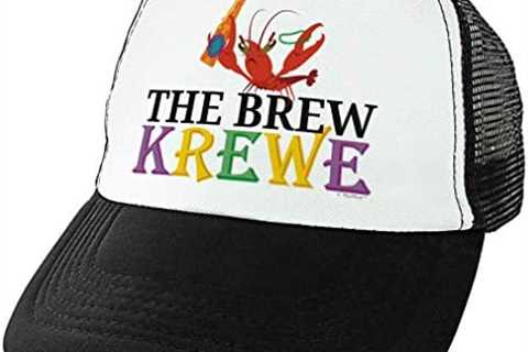 Mardi Gras Hat The Brew Krewe Crayfish with Mardi Gras Beads and Beer Trucker Hat & Coolie Bundle