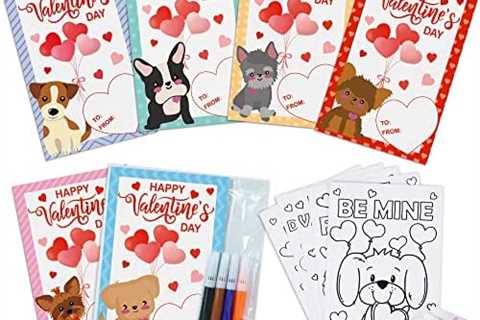 Malhaii Valentines Cards for Kids 30 Pack with Coloring Cards, Colorful Pen, Animals Kids..