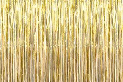 GOER 3.2 ft x 9.8 ft Metallic Tinsel Foil Fringe Curtains for Party Photo Backdrop Wedding Decor (1,..