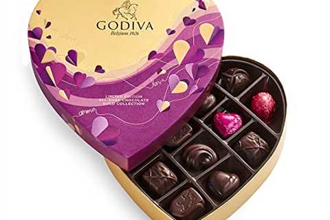 Godiva Chocolatier Chocolate Heart Valentine’s Gift Box – 14 Piece Assorted Dark Chocolate with..