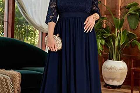 Miusol Women’s Formal Floral Lace Plus Size Wedding Maxi Dress