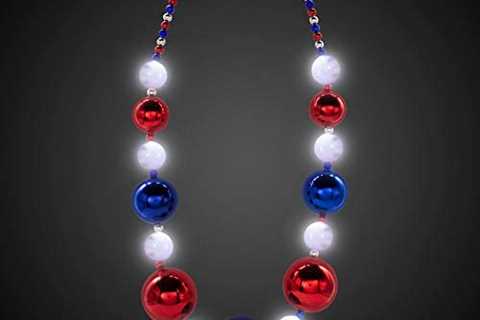 Windy City Novelties – LED 4th of July Patriotic Bead Necklace | 41” inches | for 4th of July..