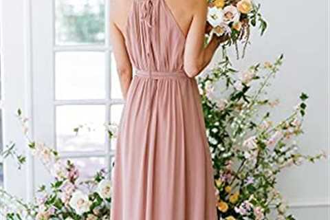 Stylefun Women’s Halter Chiffon Bridesmaid Dresses for Women Long A-Line Simple Formal Dresses..