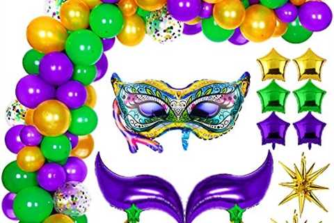 Aodaer 199 Pieces Mardi Gras Balloon Arch Kit Purple Green Gold Balloon Garland Kit Fat Tuesday..