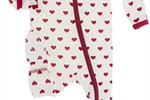 KicKee Pants Natural Hearts Footie with Zipper, One Piece Boy or Girl Baby Clothes