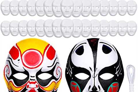 Aoriher 50 Pcs Paper Mache Mask DIY Full Face Masks White Craft Masks for Men Mask to Decorate Pulp ..