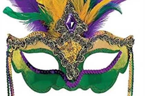 Seglorwy Mardi Gras Mask, Feather Masquerade Mask for Women Sequin Carnival Costume Venetian Prom..