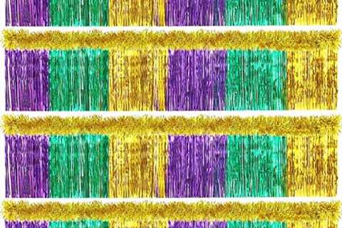 10 Pcs Mardi Gras Parade Float Decorations Including 4 Pcs 10 Ft Metallic Foil Fringe Curtains 6..