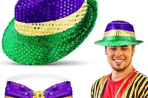 Mardi Gras Hat and Sequin Bow Tie Set Mardi Gras Accessory Set Party Favors