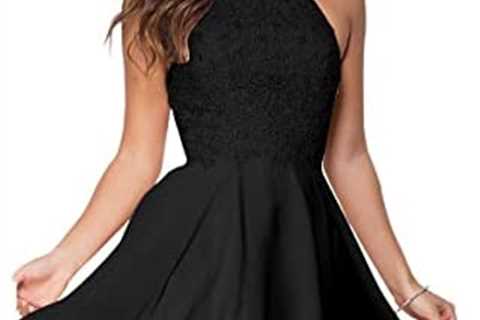 Women Lace Homecoming Dresses Short with Beaded Halter Cocktail Dresses for Teens