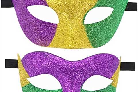 Flywife Mardi Gras Mask Masquerade Mask for Couple Women Men Halloween Venetian Half Purple Green..