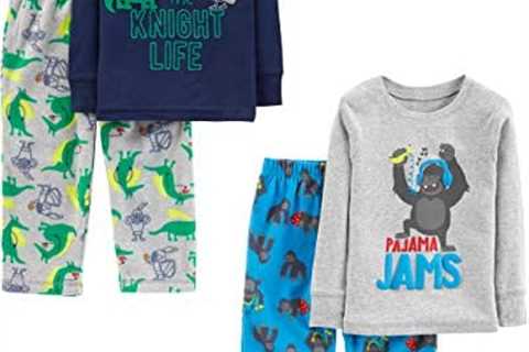 Simple Joys by Carter’s Boys and Toddlers’ 4-Piece Pajama Set (Cotton Top & Fleece Bottom)