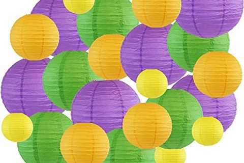 Just Artifacts 24pcs Assorted Round Mardi Gras Hanging Paper Lanterns (Bourbon Street)