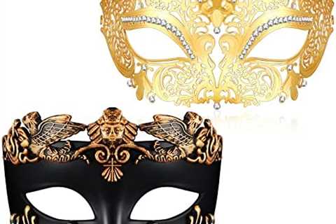 2 Pieces Mardi Gras Masquerade Mask for Couple Metal Masquerade Masks Carnival Prom Venetian Masks..