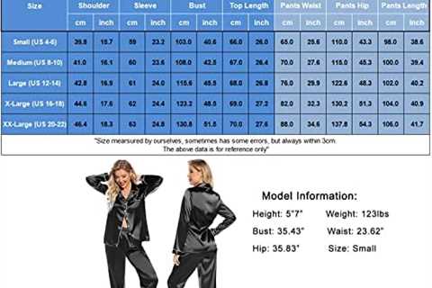 Senert Womens Silk Satin Pajamas Long Sleeve Pjs Set Soft Sleepwear Button Down Loungewear Sets..