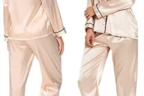 YGNYQJ Satin Pajamas Women’s Long Sleeve Sleepwear Silk Soft Button Down Loungewear Pjs Set