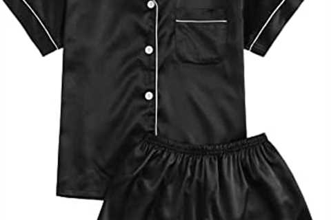 JULGIRL Satin Pajama Set for Women 2 Piece Silk Sleepwear Short Sleeve Shorts Loungewear..