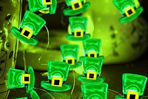 TURNMEON 10 Ft 40 Led Leprechaun Hat String Lights St. Patrick’s Day Decorations Green Fairy Lights ..