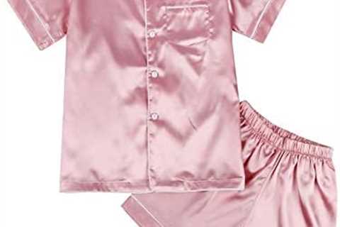 Weixinbuy Pajama Set for Kid Baby Boy Girl Button-up Silk Pajama Sleepwear Nightwear Loungewear..