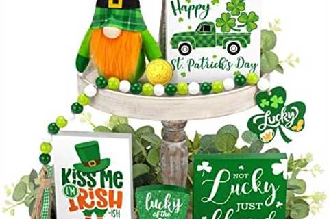 16 PCS St Patrick’s Day Decorations St. Patrick’s Day Decor – Tiered Tray Decor Set – Buffalo Plaid ..