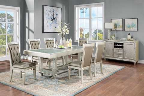 CM3158T-7PC 7 pc Rosdorf park Adelina champagne finish wood dining table set glass and mirror top...