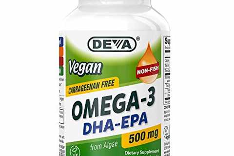 Deva Vegan Omega-3 DHA EPA Supplement - Once-Per-Day Softgel 500 MG - Carrageenan Free - Gelatin..