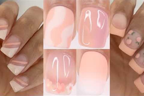 EASY spring nail art designs | TEMU affordable nail art | peach nails