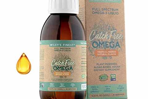 Wiley's Finest Catch Free Vegan Omega 3 Liquid Supplement, Organic Plant-Based Algae Oil DHA + EPA..