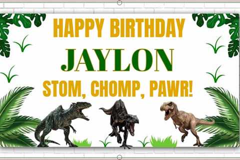 Happy Birthday Dinosaur Green Background Banner - Bigger Better Banner