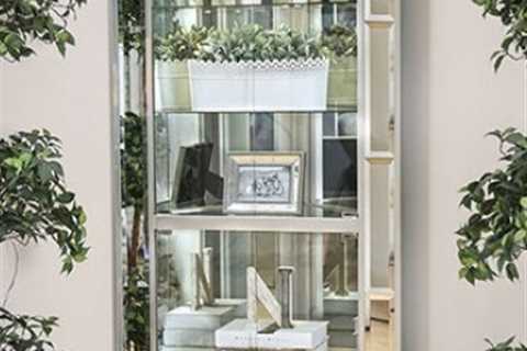 CM-CR151 Darby home co gallaher aldena silver glass and mirror corner storage curio cabinet