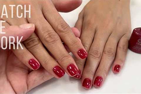 Gentle, non-invasive manicure with CND Shellac Rebellious Ruby