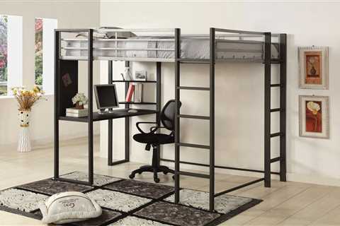 CM-BK1098F Hokku designs roc sherman silver and gun metal finish metal frame full size loft bunk..