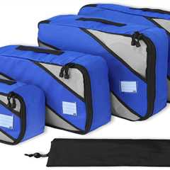 Blue Travel Packing Organizers with Laundry Bag - Set of 4