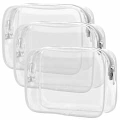 TSA-Approved Clear Toiletry Bags, Pack of 3