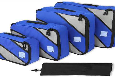 Blue Travel Packing Organizers with Laundry Bag - Set of 4