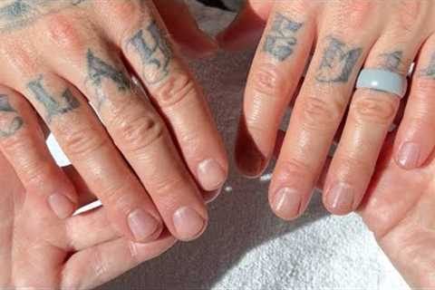 Pro nail technician does relaxing manicure at home using simple tools.