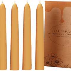 Olorvela 100% Pure Beeswax Taper Candles | Smokeless & Dripless | 8
