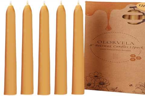 Olorvela 100% Pure Beeswax Taper Candles | Smokeless & Dripless | 8